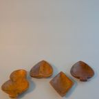 Teak Wooden Card Suit Snack Peanut Bowls Mid Century Poker thumbnail 2