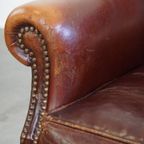 Karkatervolle Vintage Schapenleren Armchair/ Fauteuil Met Warme Kleuren En Een Mooi Patina thumbnail 11