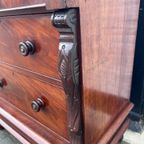 Antiek Engelse Mahonie 8 Ladenkast - Dressoir 180 Cm Breed thumbnail 5