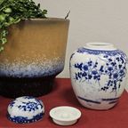 Vintage Gemberpotje Nippon Tokusei Sakura Blossom Patroon Blauw Wit thumbnail 3
