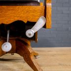 Art Deco Oak And Leather Barber Chair. thumbnail 6