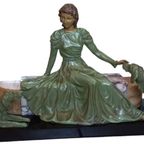 Jacques Limousin Beeld. Art-Deco Dame Met Haar Honden thumbnail 4