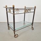 Vintage Regency Messing Metaal Bar Cart Drank Trolley Goud thumbnail 2