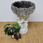 Antieke Tuinvaas Bloembak, Plantenbak Jardinière Op Zuil thumbnail 2