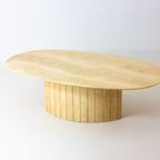 Oval Italian Coffee Table In Travertine Stone thumbnail 4