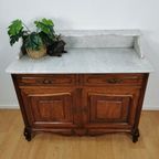 Vintage Antiek Dressoir Commode Ladekast, Badkamermeubel Met Marmer Blad 203 thumbnail 3