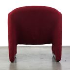 Vintage Artifort Design Fauteuil Model Ben In Stevige Rode Stof thumbnail 5