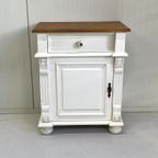 Landelijk Brocante Kastje Nachtkastje Wit/Hout thumbnail 2