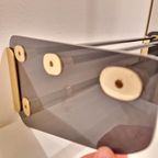 Vintage Kapstok Plexiglas Messing Kleurig Metaal Wandkapstok thumbnail 9