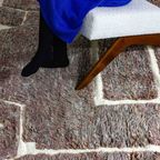 Handgeknoopt Hoogpolig Mid-Century Vintage Wollen Vloerkleed thumbnail 13