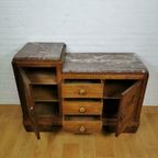 , Art Deco Tv Meubel, Vintage Dressoir, Ladekast Marmer Blad thumbnail 7