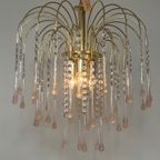 Xl Vintage Roze Murano Kroonluchter Hanglamp Kristallen Pegels thumbnail 2