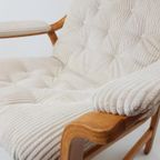 Vintage Rotan Fauteuil Nieuw Gestoffeerd Off White Rib thumbnail 11