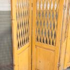Vintage Houten / Grenenhout Kamerscherm, 4 Panel thumbnail 6