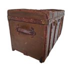 Les Hirondelles Bruxelles - Steamer Trunk With Compartments - Mounted On Wheels - Leather Handles thumbnail 4