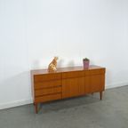 Teak Fineer Dressoir Barkast Met Lades En Klepdeuren thumbnail 14