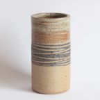 Cylindrical Ceramic Vase With Earthy Color Tones By Tue Poulsen, Denmark 1970S. thumbnail 9