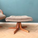 Deens Design Relax Fauteuil Met Voetenbank En Teak Hout thumbnail 19