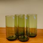 Vintage Karaf Waterkan Waterglazen Glazen Lime Groen Green Glazen thumbnail 4