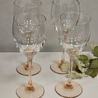 Vintage Luminarc Wijnglazen Met Roze Steel En Voet (220 Ml) thumbnail 5