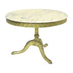Mid Century Ronde Marmeren Salontafel Bijzettafel Messing thumbnail 4