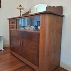 Vintage Dressoir In Art Deco Style, Buffet Kast Met Vitrine thumbnail 11