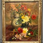 Karel Jongelinghs (1871-1948) "stilleven Met Bloemen". thumbnail 2