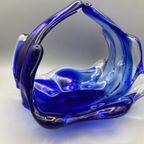 Vintage Glazen Schaal Mand 50's Blauw Lux Glass Faconne Main Austria thumbnail 2
