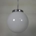 Art Deco Hanglamp Met Witte Bol, Jaren 30 thumbnail 10