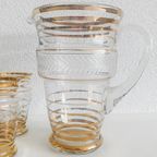 Antieke Art Deco Glazen Karaf Set Goud Booms Glas 1930 thumbnail 2