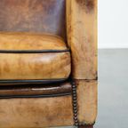 Unieke En Karaktervolle Oude Schapenleren Fauteuil/armchair Met Bijzondere Kleuren thumbnail 5