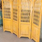 Vintage Houten / Grenenhout Kamerscherm, 4 Panel thumbnail 8