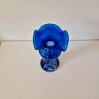Mondgeblazen Vintage Blauwe Vaas Murano Stijl thumbnail 14