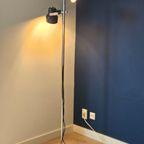 Verstelbare Vintage Staande Vloerlamp, Chroom Met Zwarte Spots. 1970’S thumbnail 2