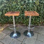 Vintage Barkruk Massief Houten Zitting 2 Stuks thumbnail 3