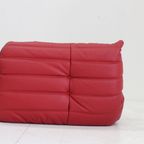 Togo Corner Chair Red Leather By Michel Ducaroy For Ligne Roset thumbnail 8