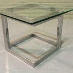 Vintage Chrome En Glas Bijzettafel Salontafel Sidetable thumbnail 9