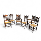 8 ( 2 X Armrest ) X Ornate Wood / Bobbin / Wicker Dining Chair / Studded Chairs thumbnail 16