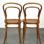 Leuke Set Van 2 Bruine Vintage Thonet/ Bistro Stoelen Met Gevlochten Zittingen thumbnail 4