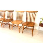 4 X Retro Vintage Stoel Akerblom Spijlenstoel Jaren 50 Zweden thumbnail 2