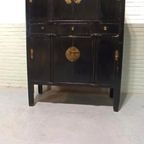 Antieke Vintage Chinees Kast, Zwart Gelakt thumbnail 15