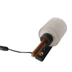 Vintage Wandlamp Hout/zwart/messing Met Bewerkt Glazen Kap, Jaren '70 thumbnail 3