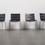 Giancarlo Vegni Fasem Italy Stripe Zadelleer Stoelen Vintage Design thumbnail 12