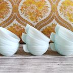 Franse Vintage Opaline Koffiekopjes (set Van 9), Jaren '30, Art Deco, Duck Egg Blue thumbnail 3