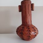 Handgeweven Japanse Vaas. Bamboe. Vintage. Ikebana. thumbnail 3