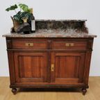 Vintage Frans Dressoir Commode, Ladekast Badkamermeubel Met Marmer Blad 209 thumbnail 2