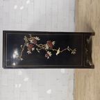 Vintage Chinese Lakkast Vogels Bloemen (speksteen) Bohemian Kast / Oosterse Kast / Aziatische Kast thumbnail 4
