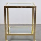 Vintage Bar Cart Trolley Serveerwagen Regency Messing Glas thumbnail 3