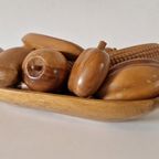 Vintage Fruitschaal Teakhout Met Houten Fruit Beeld Kunst thumbnail 6