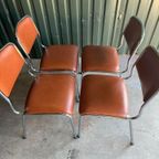 Set/4 Italian Mid-century Tavo Stoelen In Cognac Skai Leder thumbnail 13